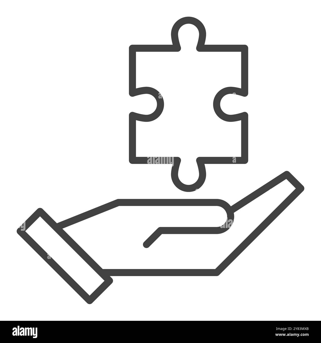 Puzzle Piece on Hand vector Jigsaw Puzzles concept thin line icon or ...