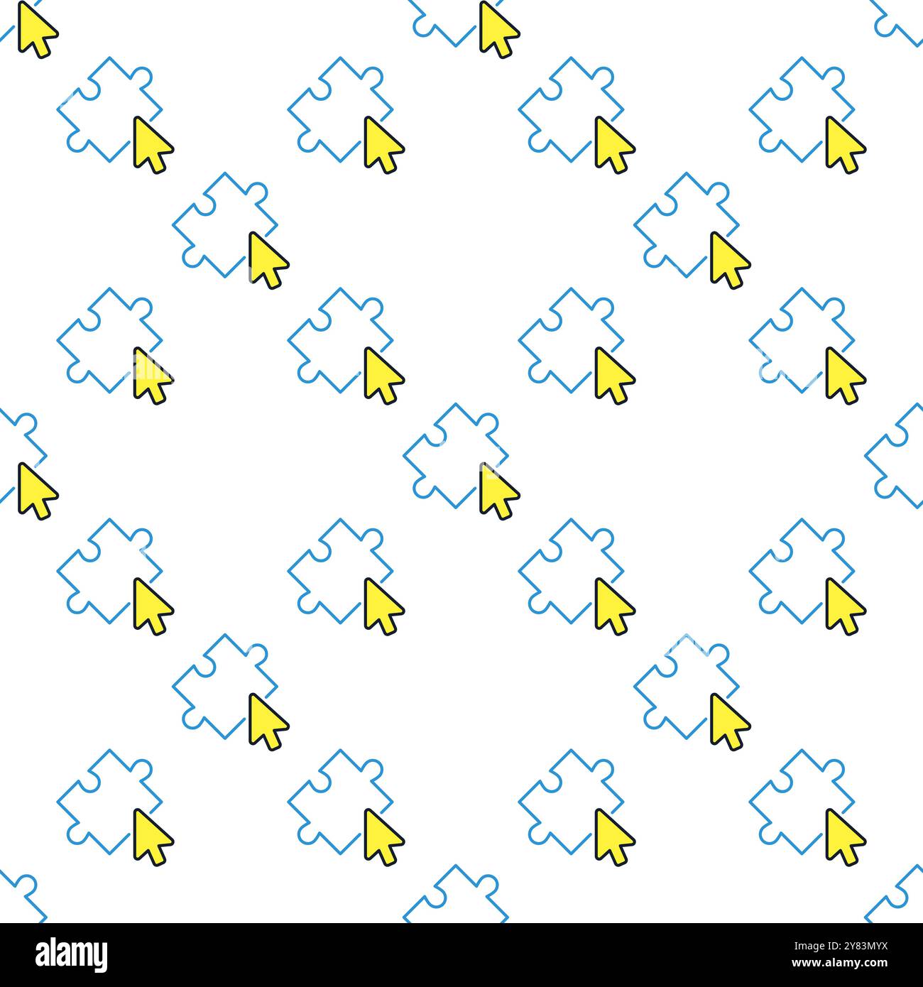 Mouse Click on Jigsaw Puzzle vector concept colored seamless pattern Stock Vector
