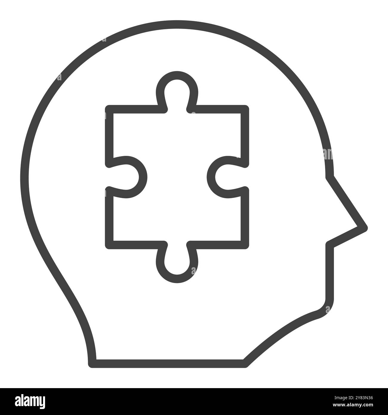 Puzzle inside Human Head vector Jigsaw Puzzles concept thin line icon or symbol Stock Vector