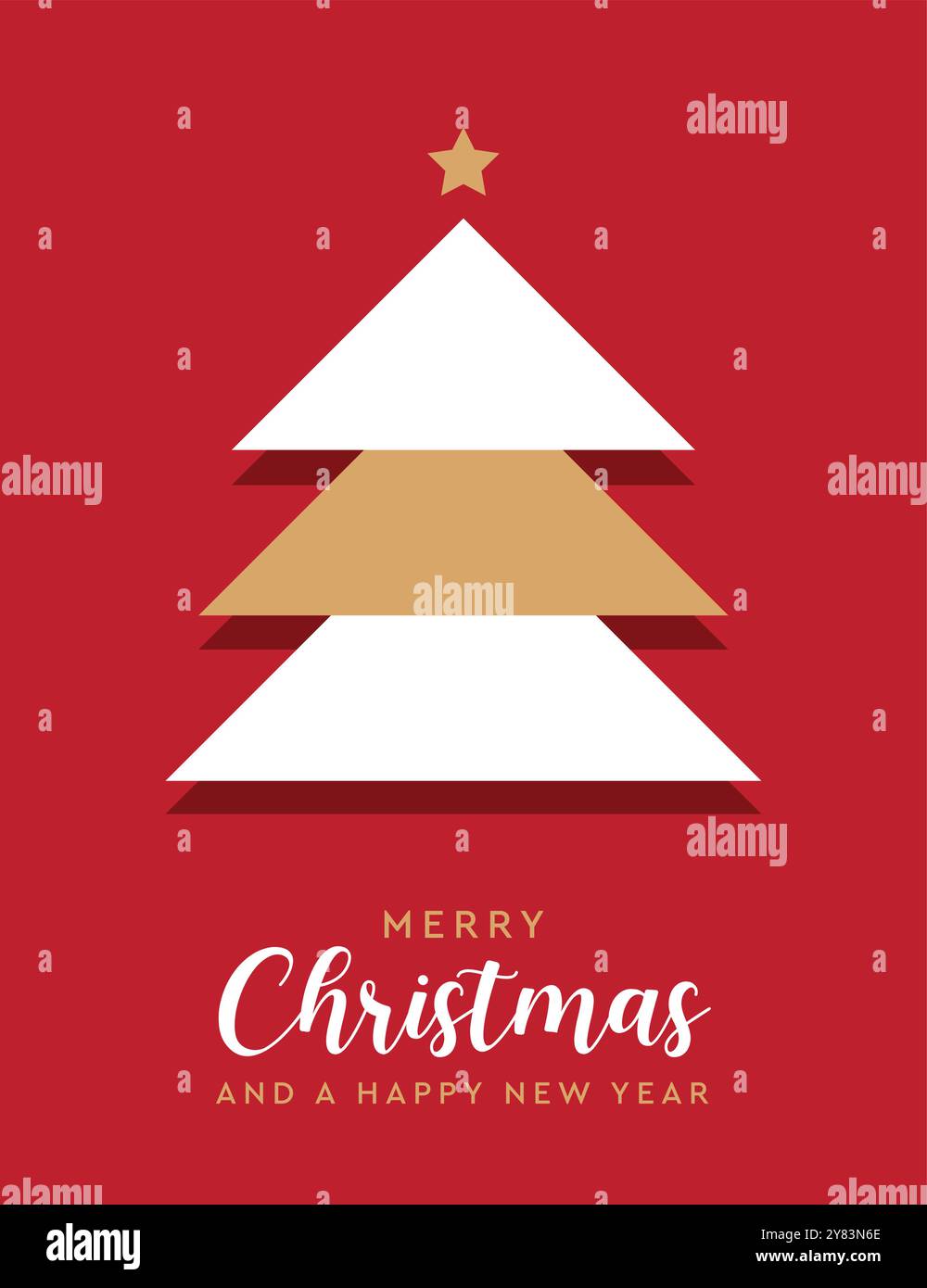 christmas greeting card with minimalistic fir tree vector illustration ...