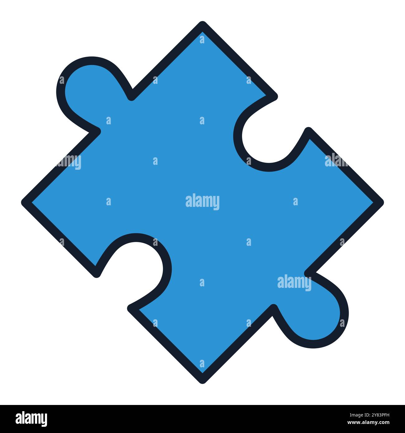 One Blue Jigsaw Puzzle Piece vector concept colored icon or sign Stock ...