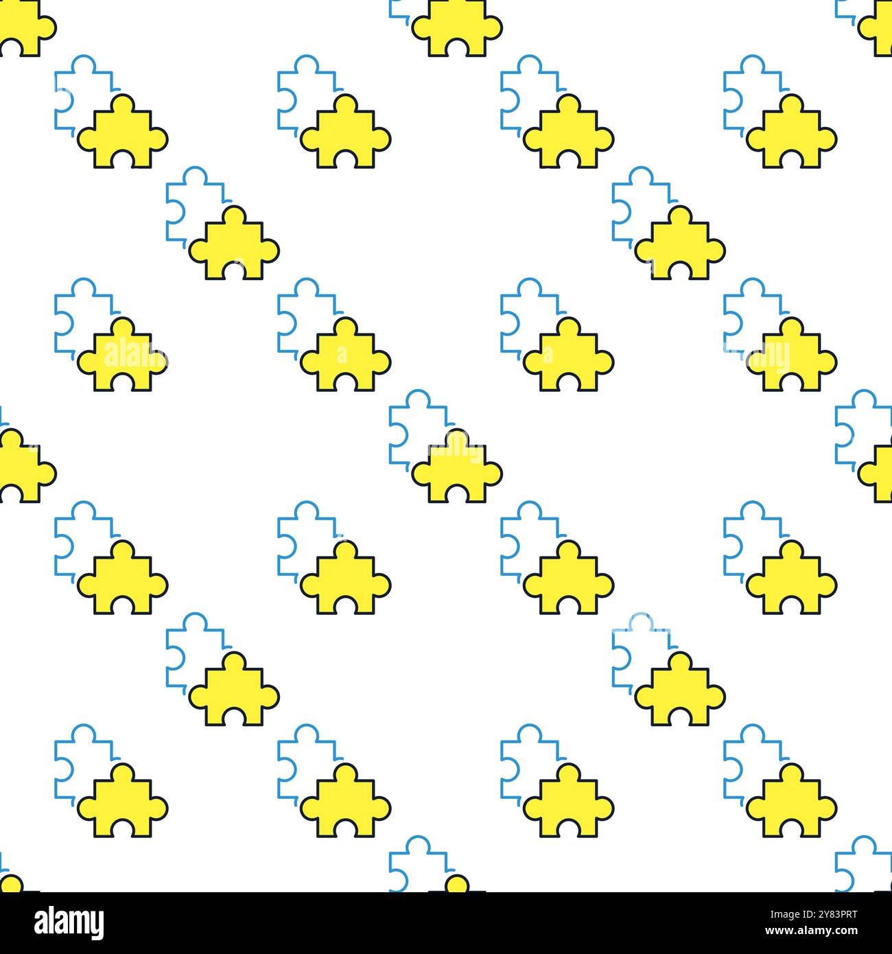 Pair of Jigsaw Puzzles vector concept colored seamless pattern Stock Vector