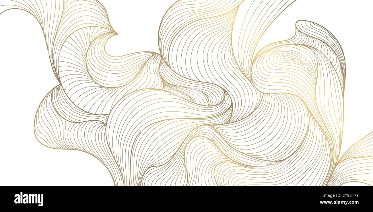Vector gold on white line wave pattern, geometric curve premium design ...