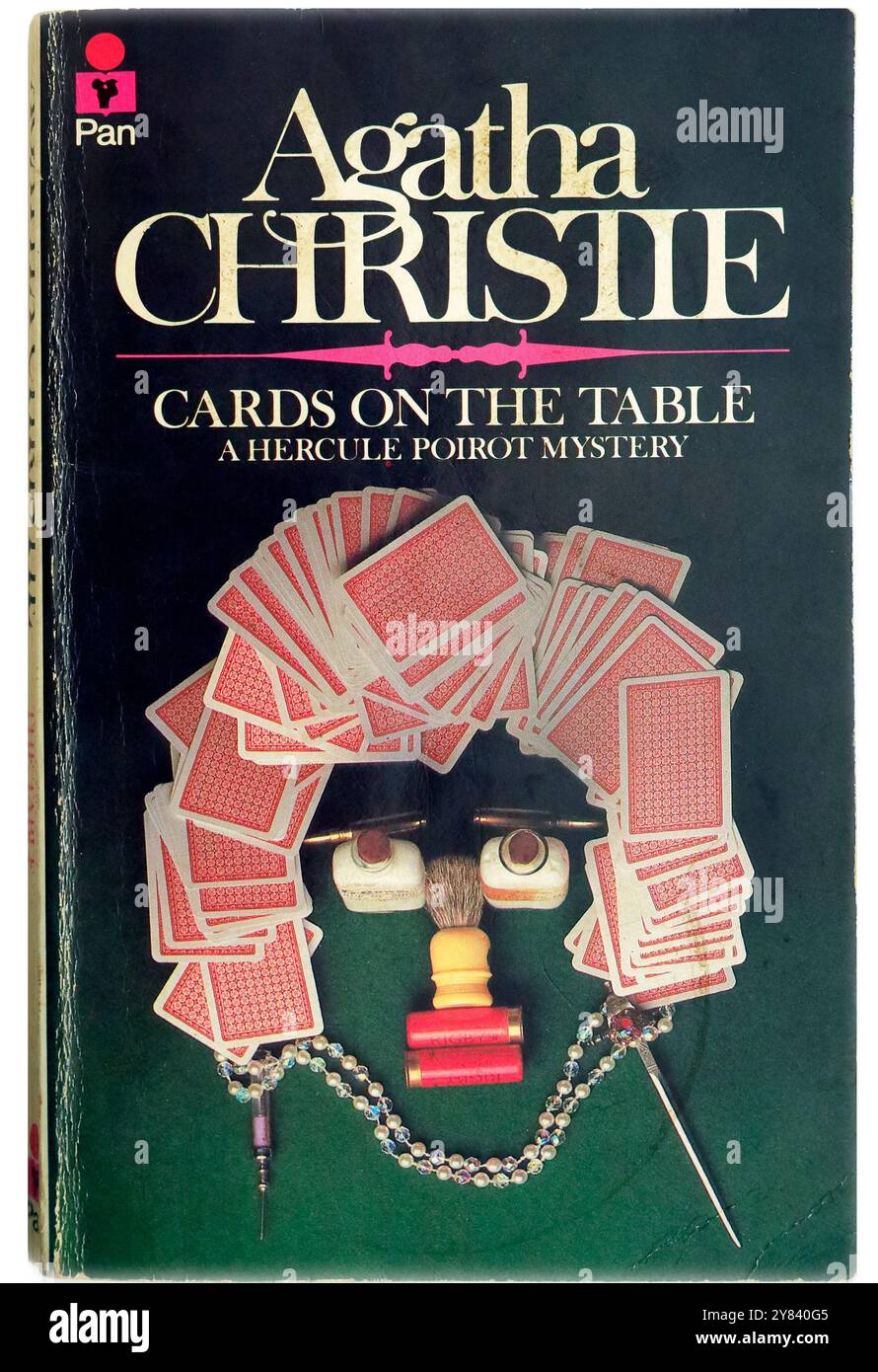 Agatha Christie - Cards on the Table -  A Hercule Poirot mystery. Book cover, studio set up. Stock Photo