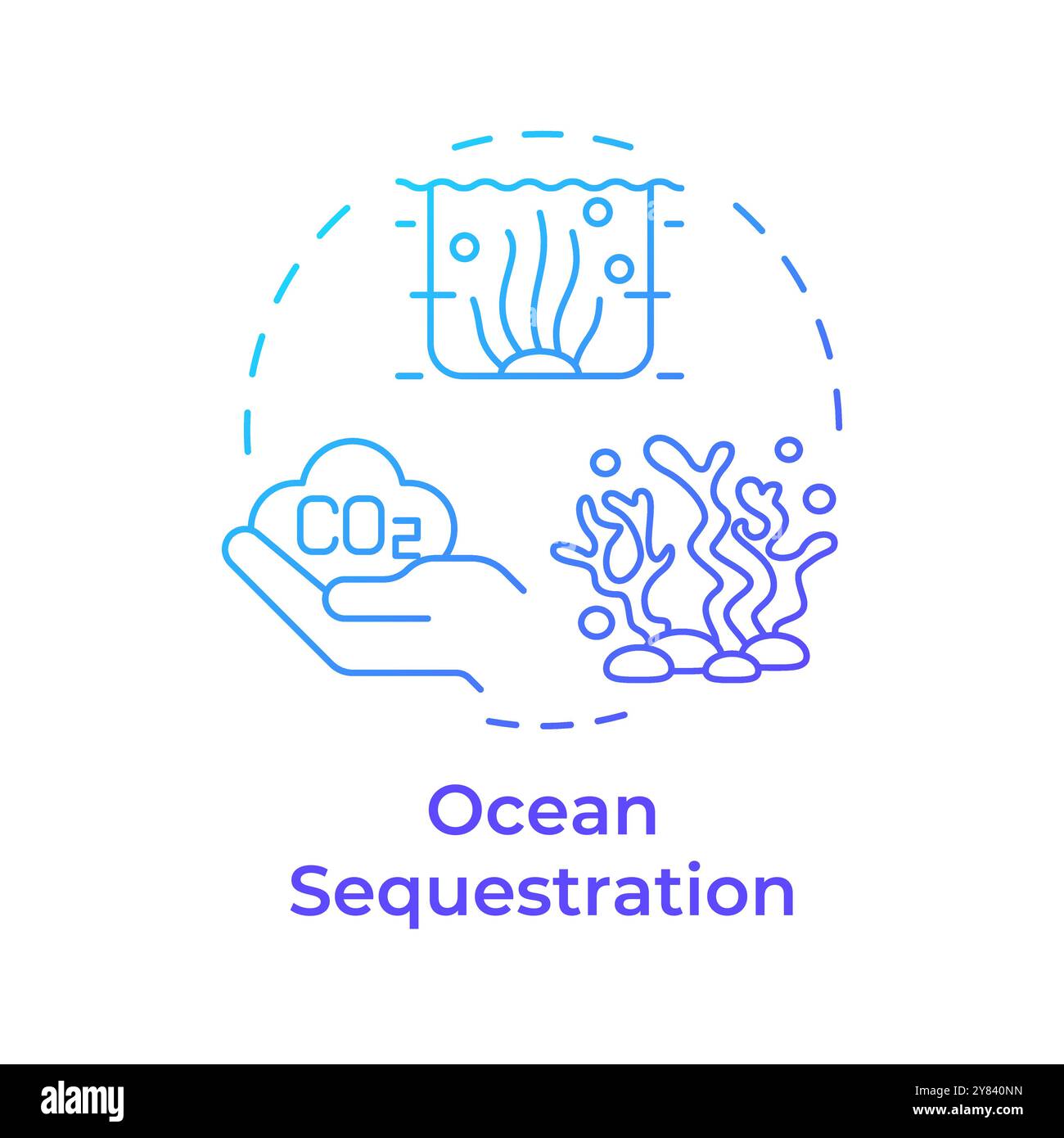 Ocean sequestration blue gradient concept icon Stock Vector