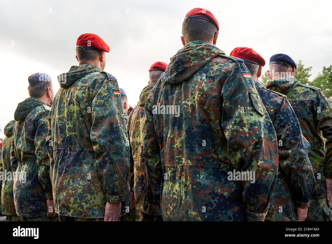 Volkach, Bavaria, Germany - October 1, 2024: Bundeswehr soldiers stand ...