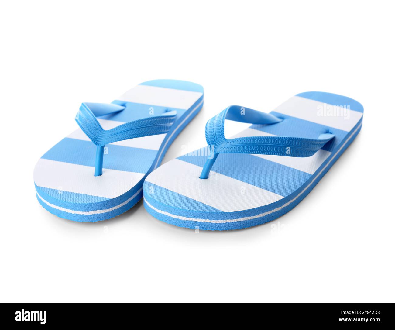 Colorful female flip flops on white background Stock Photo - Alamy