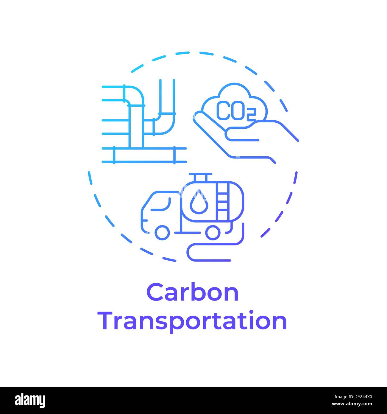 Carbon transportation blue gradient concept icon Stock Vector