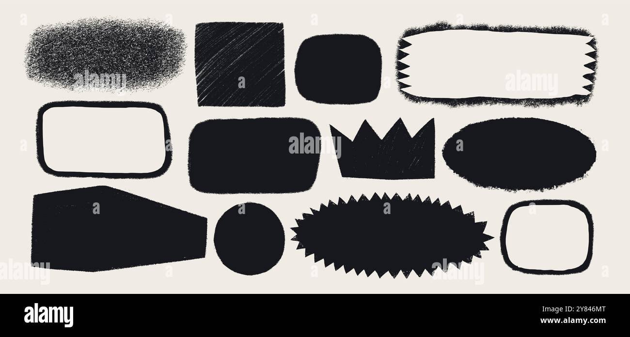 Simple shapes with rough torn edges. Grunge style various Vector ...