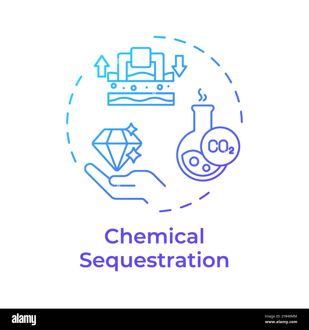 Chemical sequestration blue gradient concept icon Stock Vector