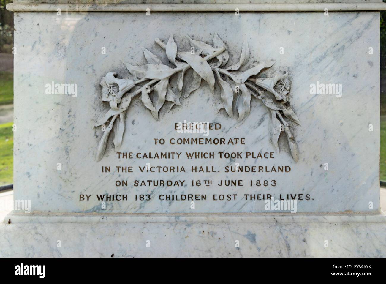 inscription to calamity tragedy disaster at victoria hall 183 children ...