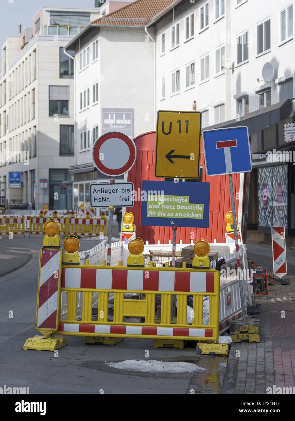 Road work ahead with numerous confusing signs Stock Photo - Alamy