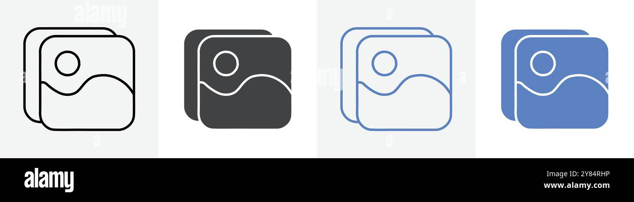 gallery icon linear thin line icon graphics set black and white Stock ...