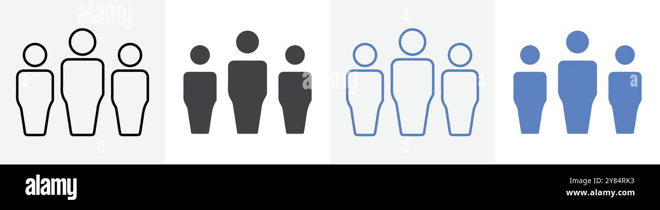 group icon linear thin line icon graphics set black and white Stock ...