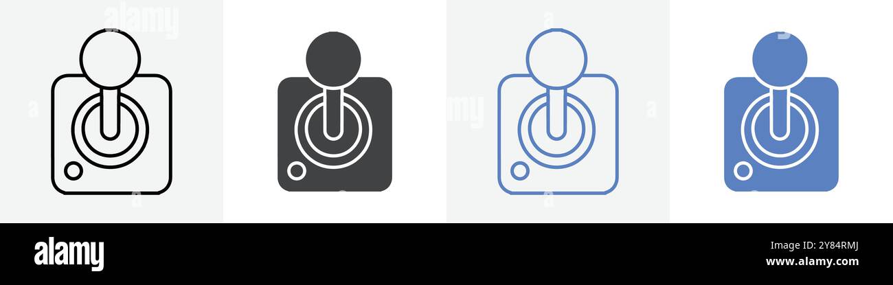 joystick icon linear thin line icon graphics set black and white Stock Vector