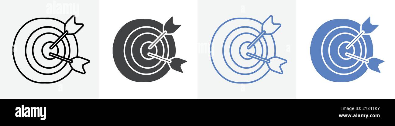 archery icon linear thin line icon graphics set black and white Stock ...