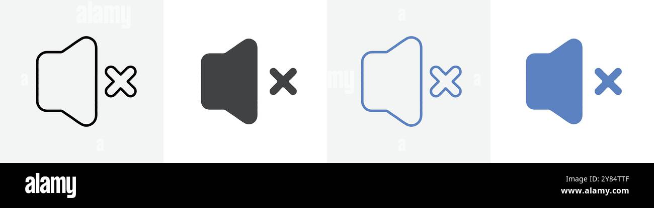 no volume icon linear thin line icon graphics set black and white Stock ...