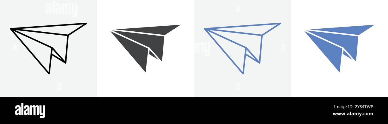 paper plane icon linear thin line icon graphics set black and white ...