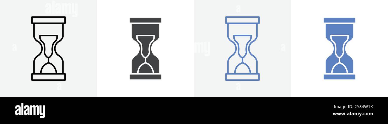 sand clock icon linear thin line icon graphics set black and white ...