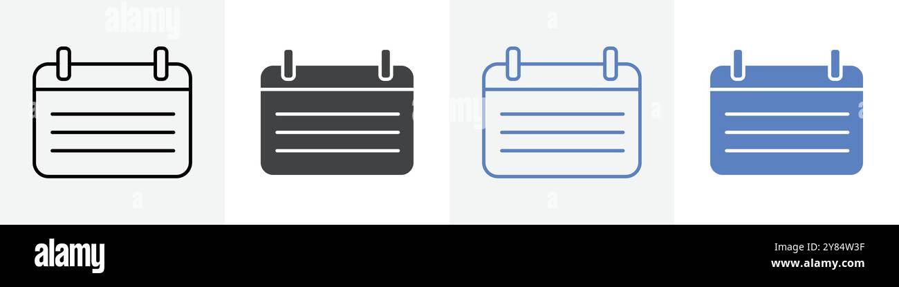 calendar icon linear thin line icon graphics set black and white Stock ...
