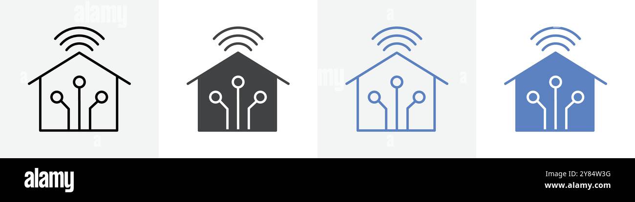 smart home icon linear thin line icon graphics set black and white ...