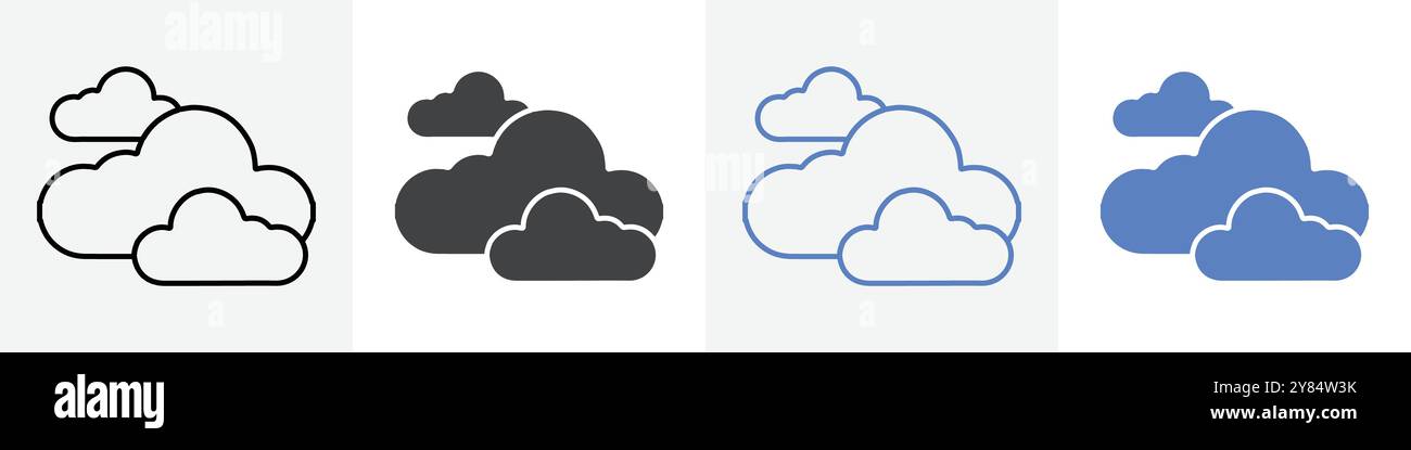 clouds icon linear thin line icon graphics set black and white Stock ...