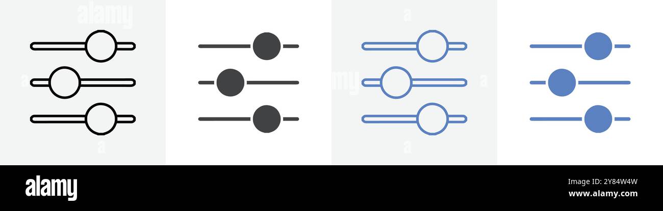 control icon linear thin line icon graphics set black and white Stock ...