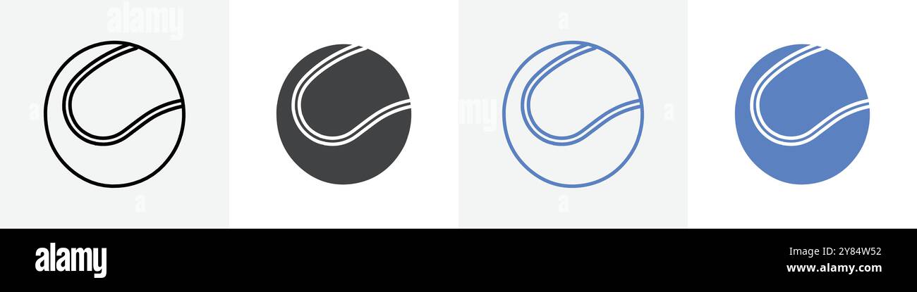tennis ball icon linear thin line icon graphics set black and white ...