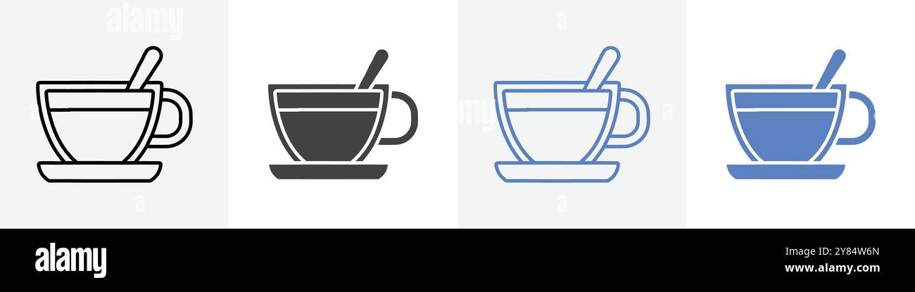 tea icon linear thin line icon graphics set black and white Stock ...