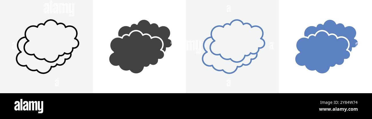 clouds icon linear thin line icon graphics set black and white Stock ...