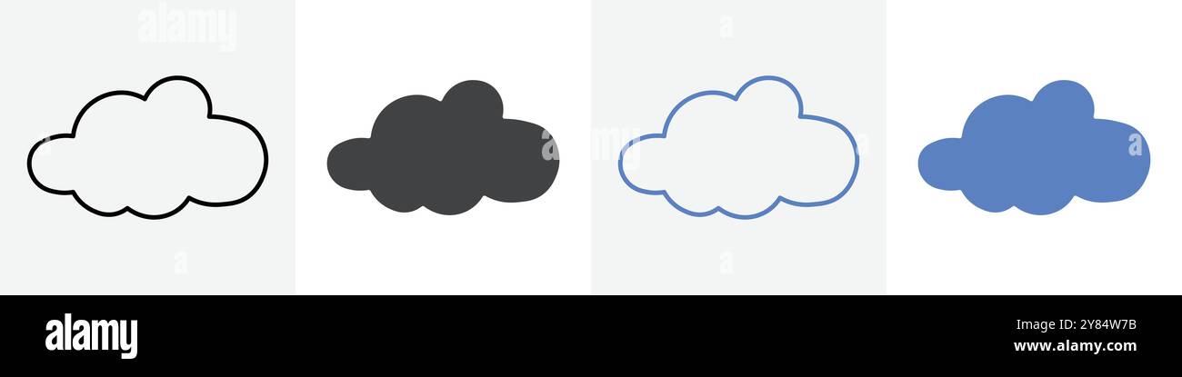 cloud icon linear thin line icon graphics set black and white Stock ...