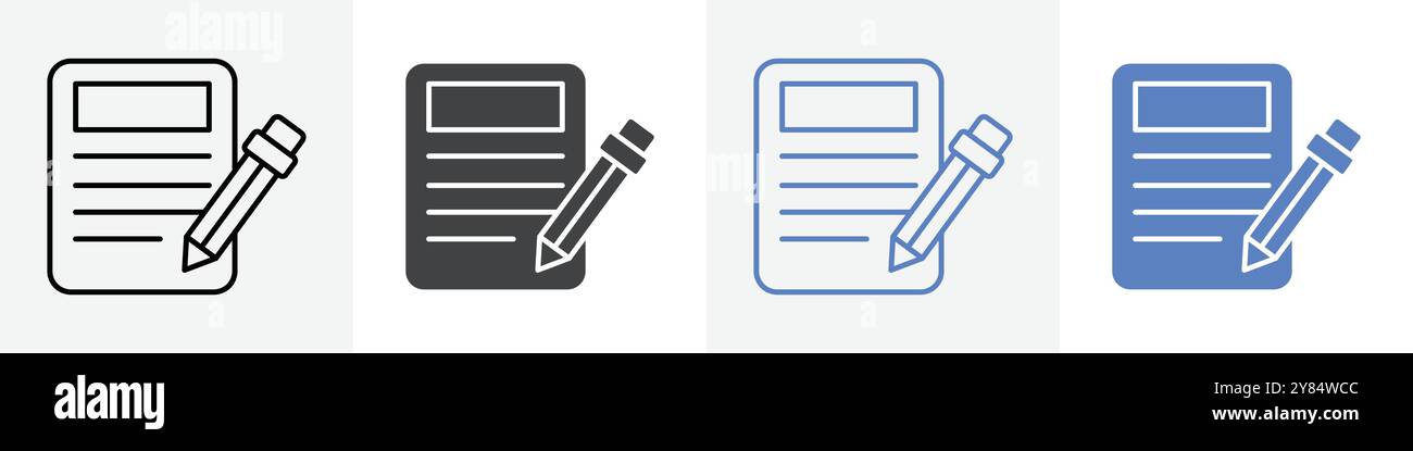 document icon linear thin line icon graphics set black and white Stock ...