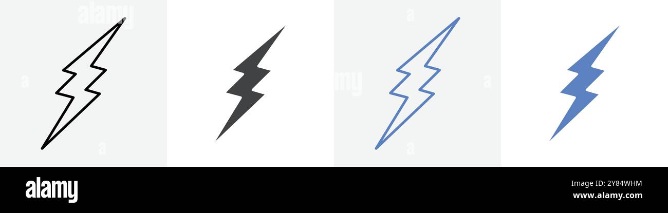electricity icon linear thin line icon graphics set black and white ...