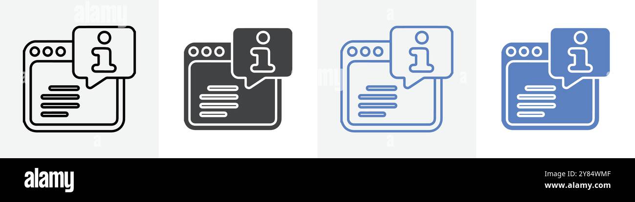 info icon linear thin line icon graphics set black and white Stock ...