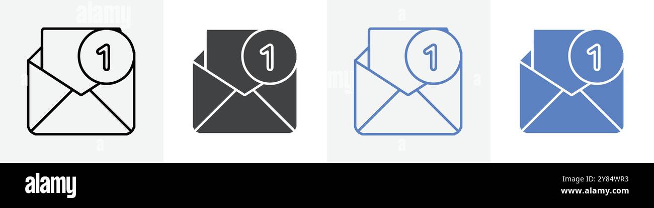mail icon linear thin line icon graphics set black and white Stock ...