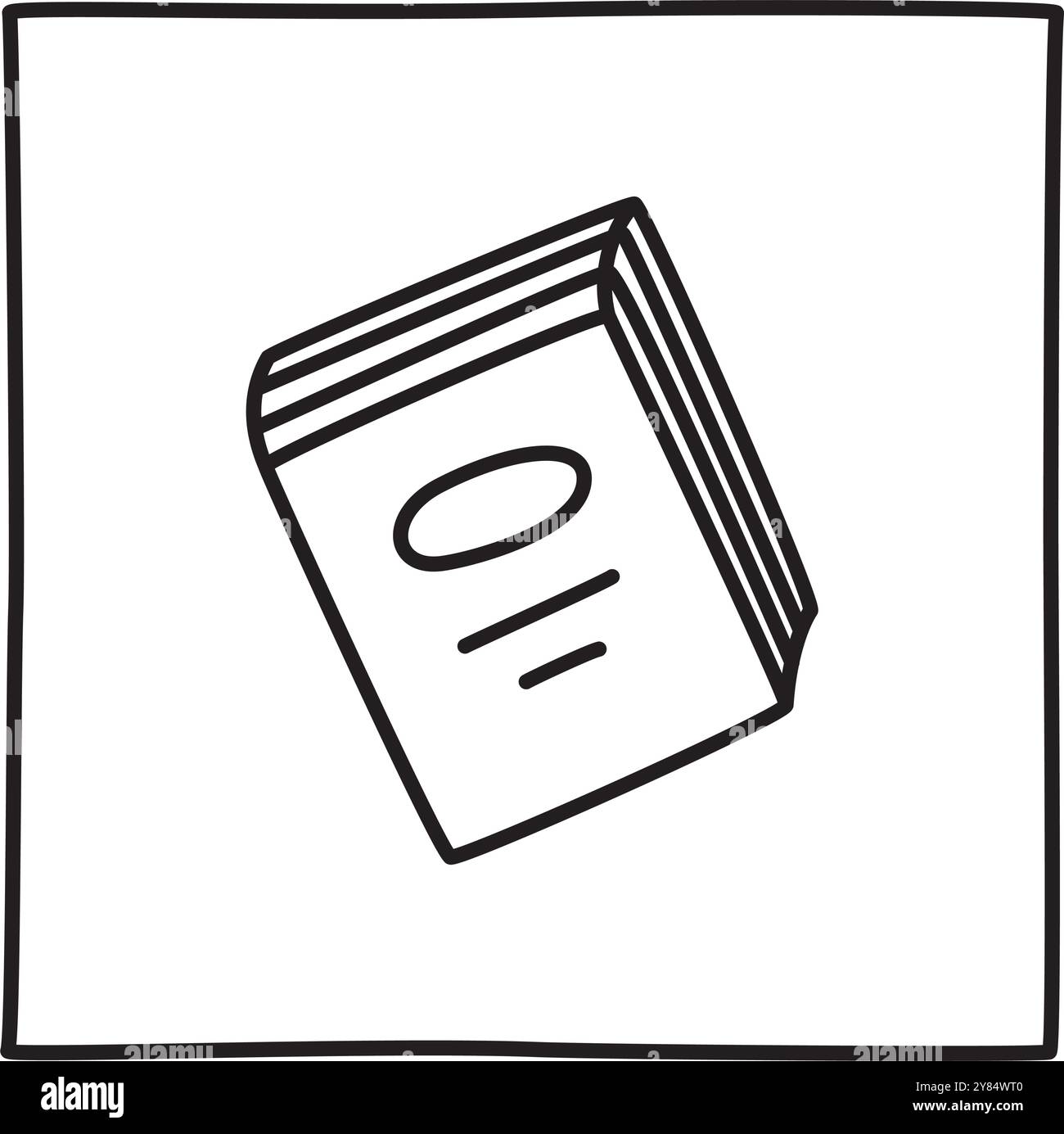 Doodle book icon freehand drawn with thin line in minimalistic style ...