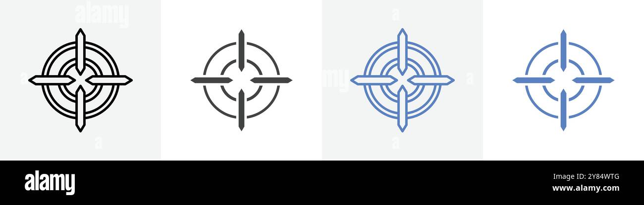 aim icon linear thin line icon graphics set black and white Stock ...