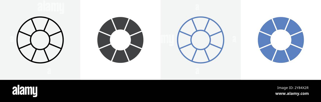 lifeboy icon linear thin line icon graphics set black and white Stock ...