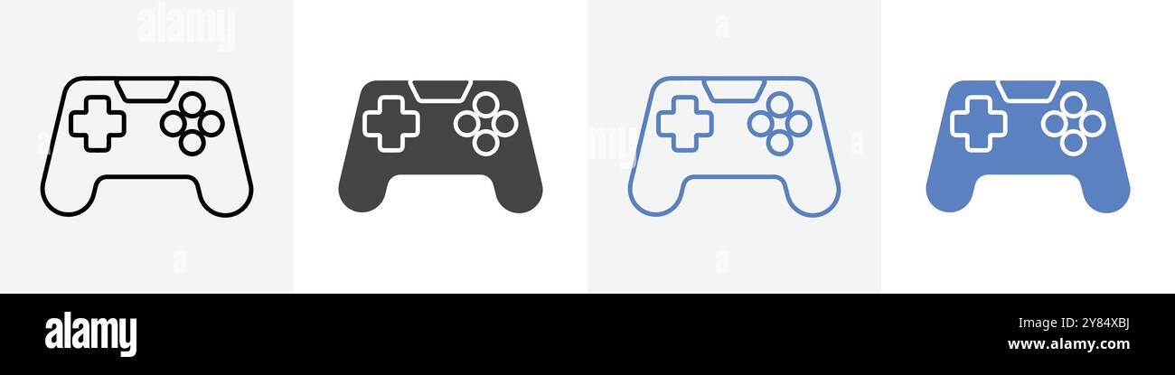 console icon linear thin line icon graphics set black and white Stock ...