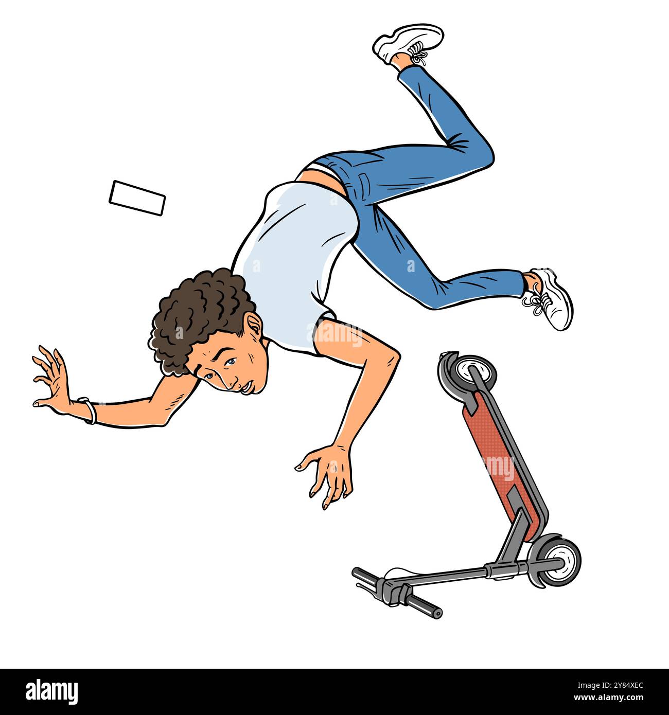 The boy fell off his scooter Stock Vector Image & Art - Alamy
