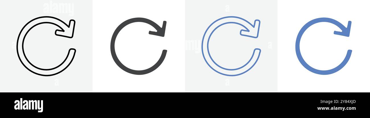 reload icon linear thin line icon graphics set black and white Stock ...