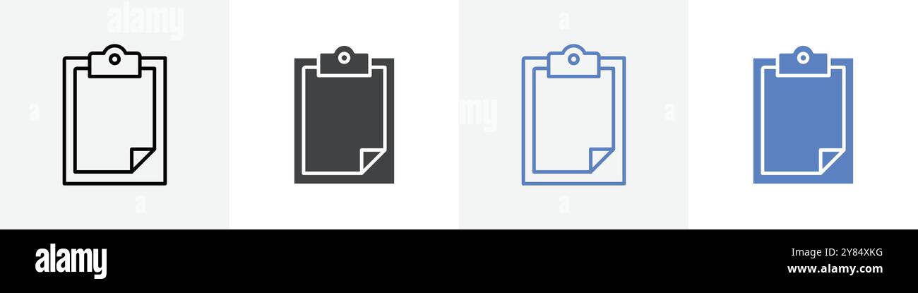 clipboard icon linear thin line icon graphics set black and white Stock ...