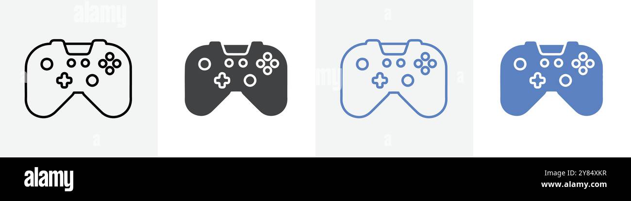 game console icon linear thin line icon graphics set black and white ...