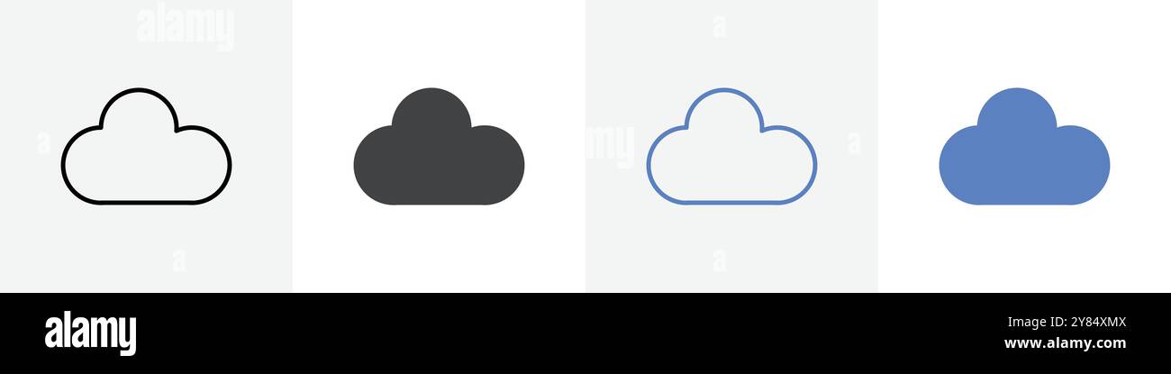 Cloud icon linear thin line icon graphics set black and white Stock ...