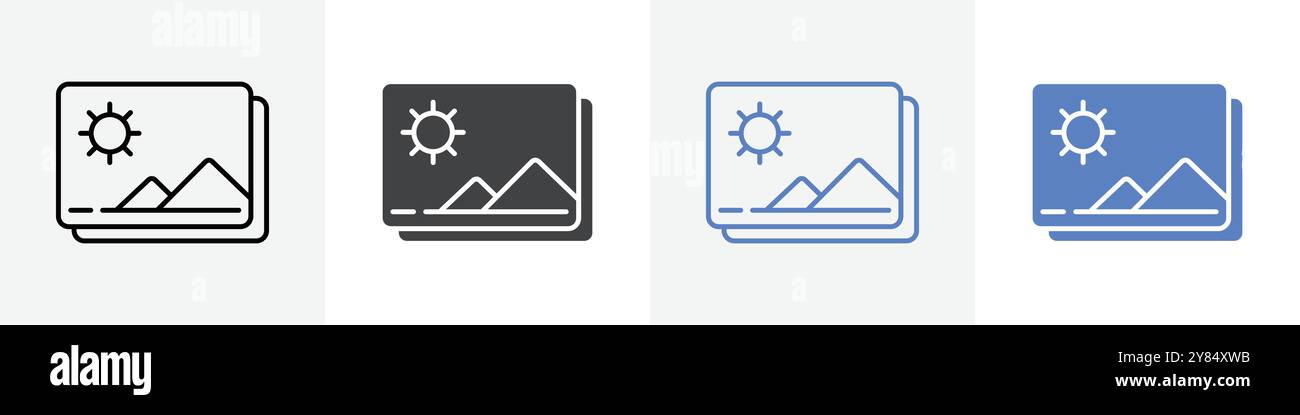 gallery icon linear thin line icon graphics set black and white Stock ...