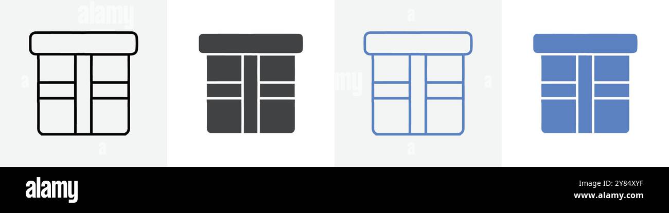 gift icon linear thin line icon graphics set black and white Stock ...