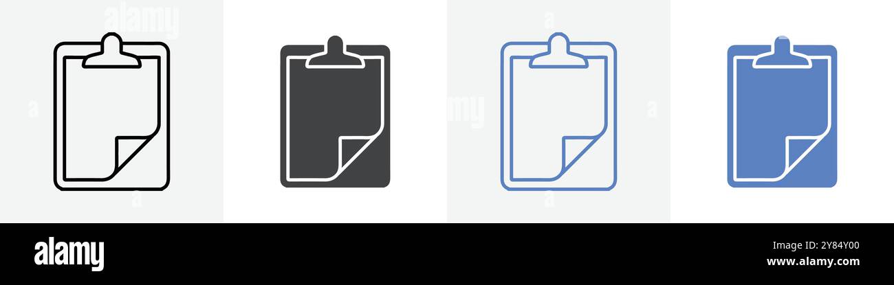 clipboard icon linear thin line icon graphics set black and white Stock ...