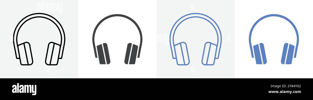 headphone icon linear thin line icon graphics set black and white Stock ...