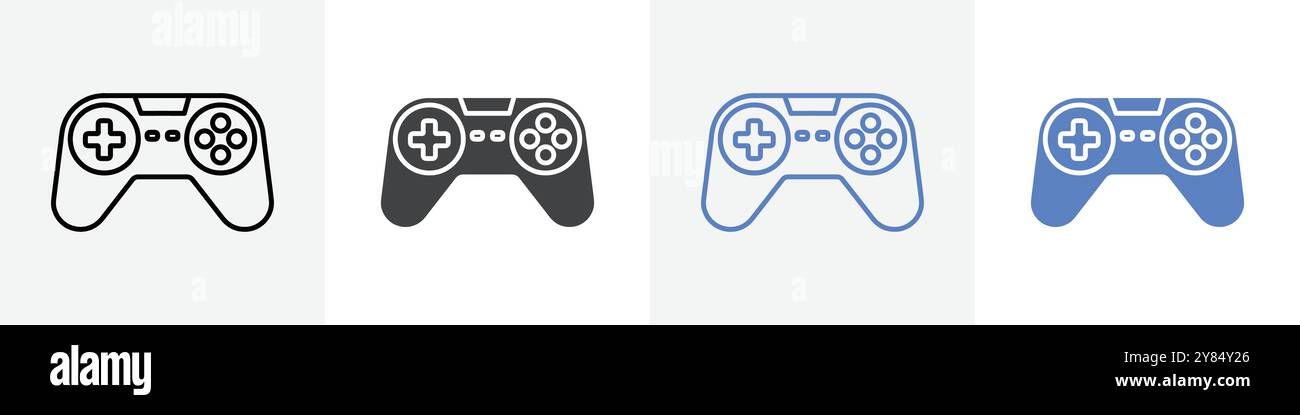 console icon linear thin line icon graphics set black and white Stock ...