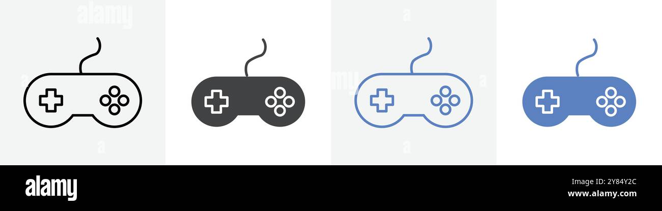 console icon linear thin line icon graphics set black and white Stock ...